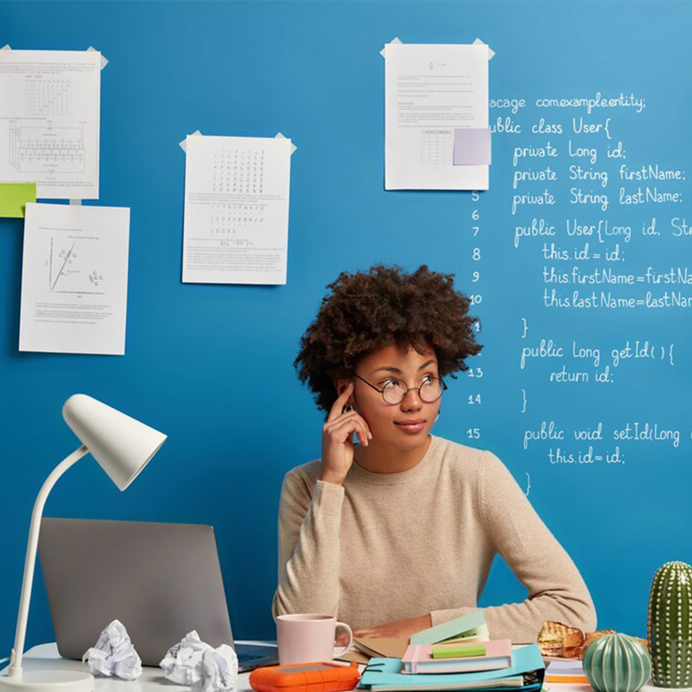 Expert working at a desk
